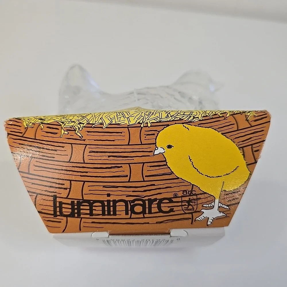 Luminarc Hen Chicken on Nest‎ Clear Glass Candy Container Dish France NEW!